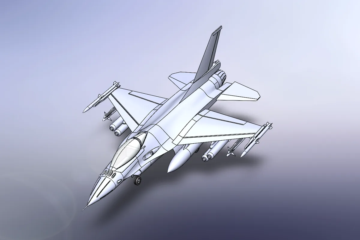 F-16, trimetric view