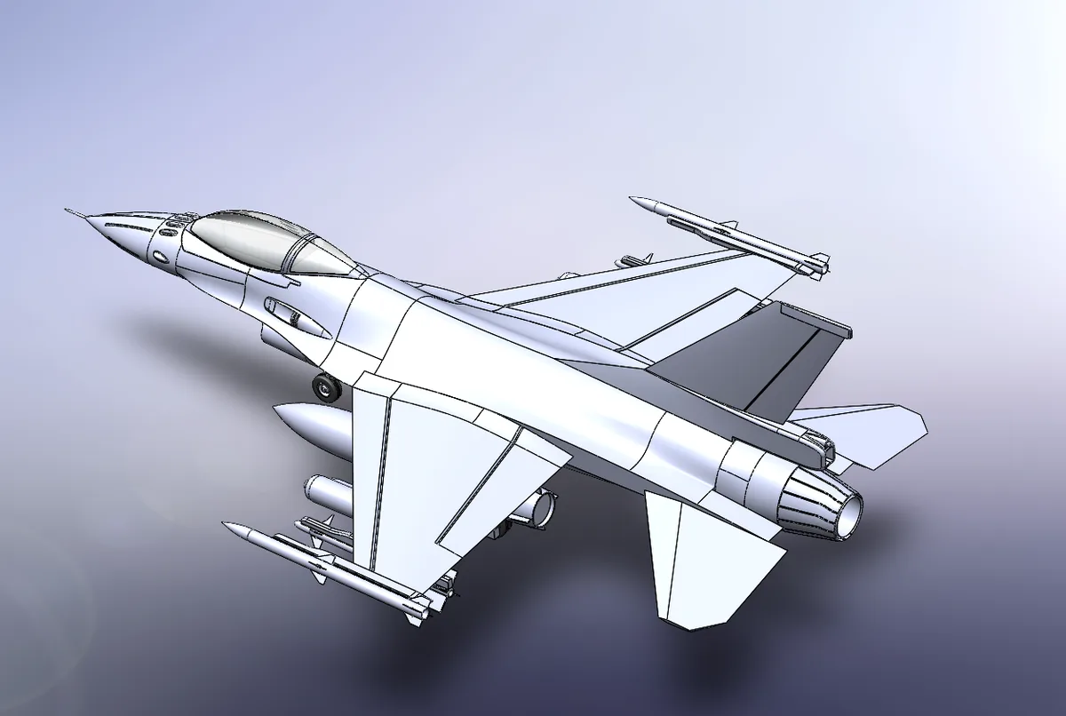 F-16, rear trimetric view