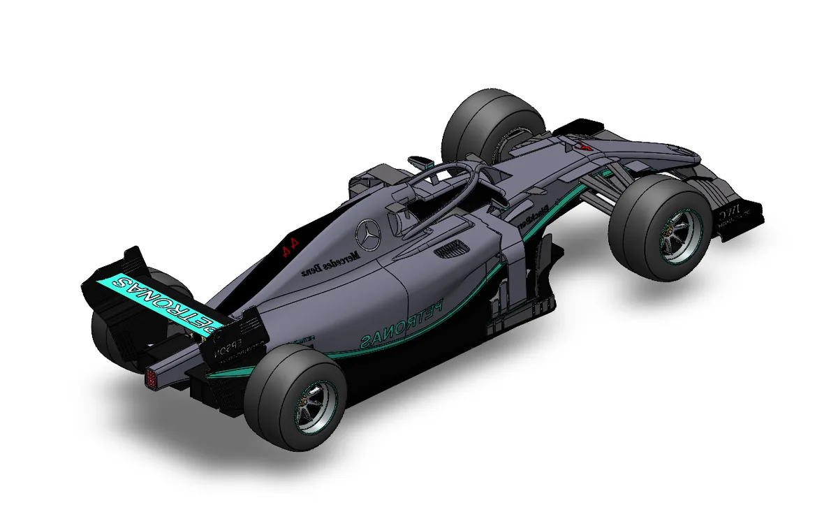 F1 car, opposite isometric view