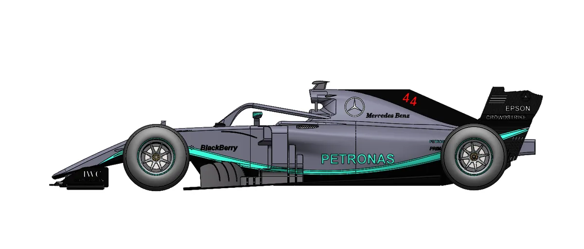 F1 car, side view