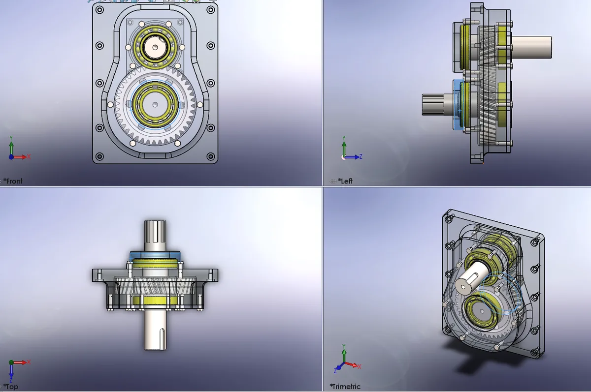 PTO gear box, exploded view
