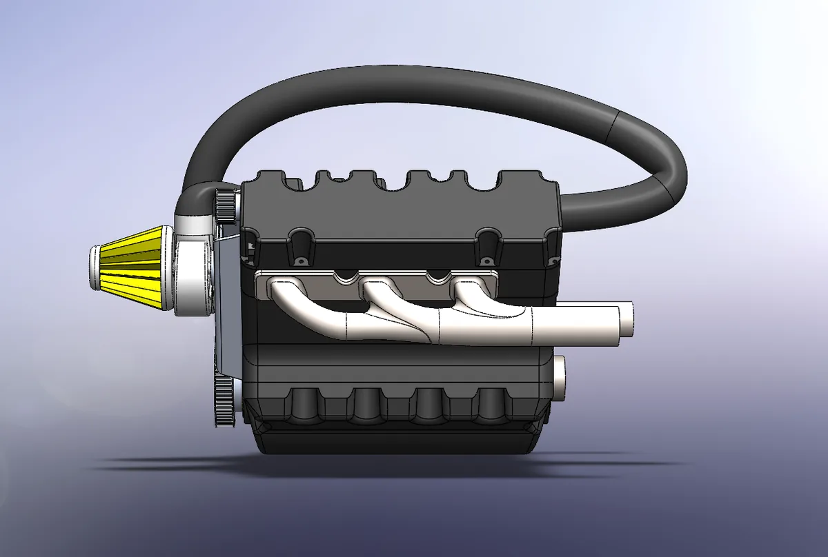V6 engine assembly, detail