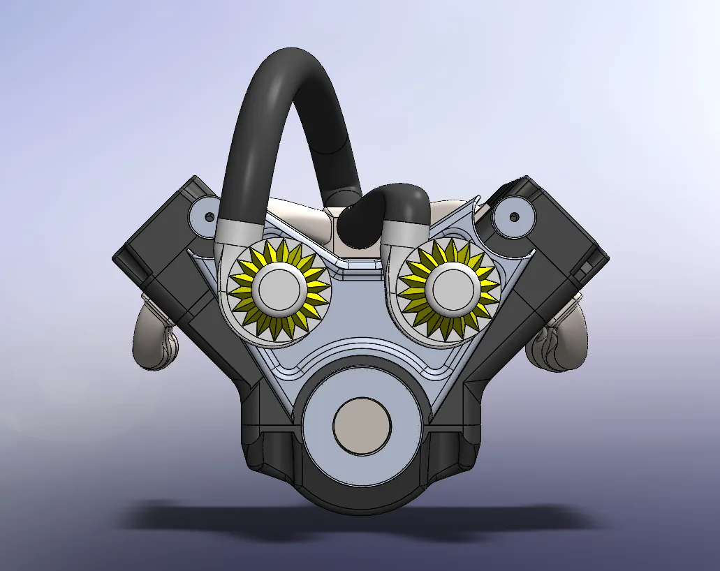 V6 engine assembly, cross section